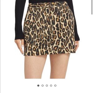 Theory Leopard Wool Low-Rise Miniskirt